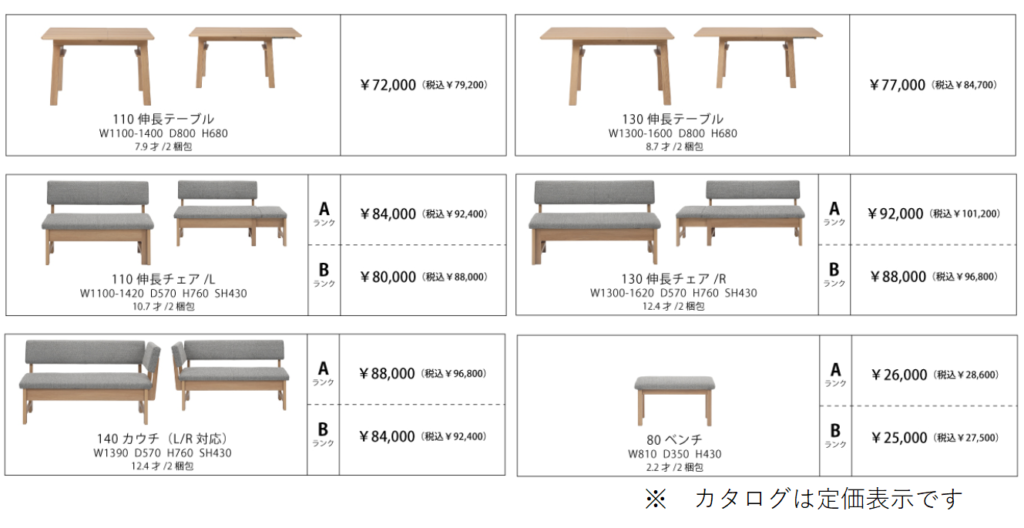 ボリスはテーブルやチェアが伸長式のLDセットです